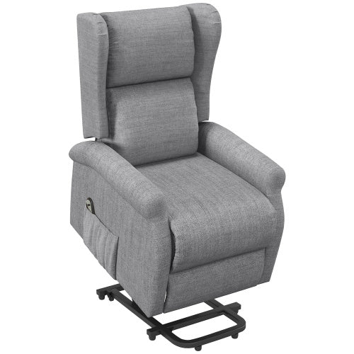 UK Local HOMCOM Power Lift Recliner Armchair, Electric Lift Chair For Elderly, Fabric Riser And Reclining Chair With Remote Control, Side Pockets, Extended Footrest, For Living Room, Grey