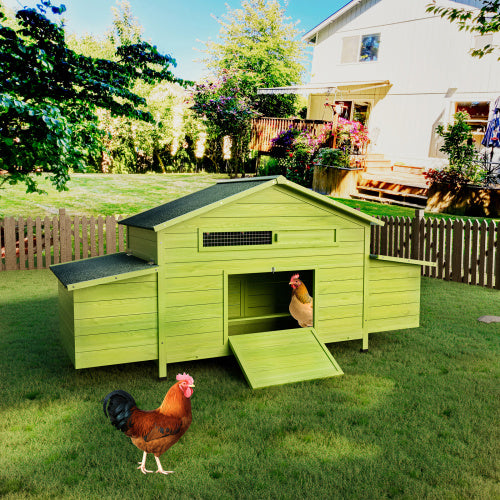 US Local 11.12 Ft Large Wooden Chicken Coop With 2 Free Range Doors 2 Nesting Boxes Perch Outdoor Hen House Poultry Cage