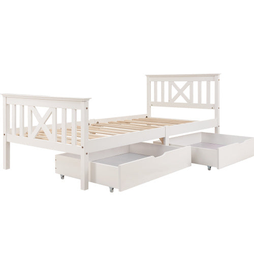 UK Local Wooden Bed Frame With Drawers Single Storage Bed Solid Pine Wood,3FT Guest Bed For Adults, Kids, Teenagers