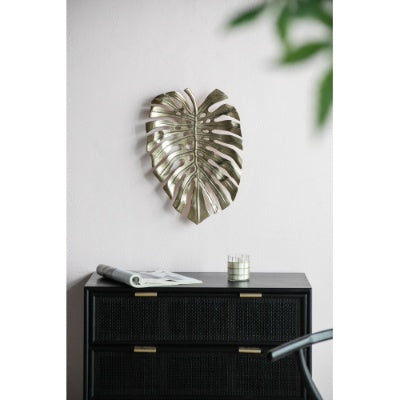 US Local 18.9x13.4x1.4 Gold Monstera Leaf Wall DEcor