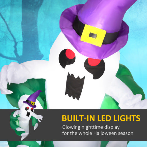 Outsunny 4ft Inflatable Halloween Decoration, Lighted Window Sticker Ghost In Hat, Blow Up Outdoor LED Yard Display, Waterproof