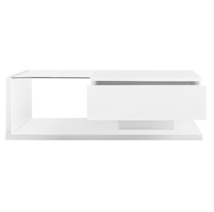 UK Local Coffee Table, High-gloss White. Side Tables, Coffee Tables With Glass And LED