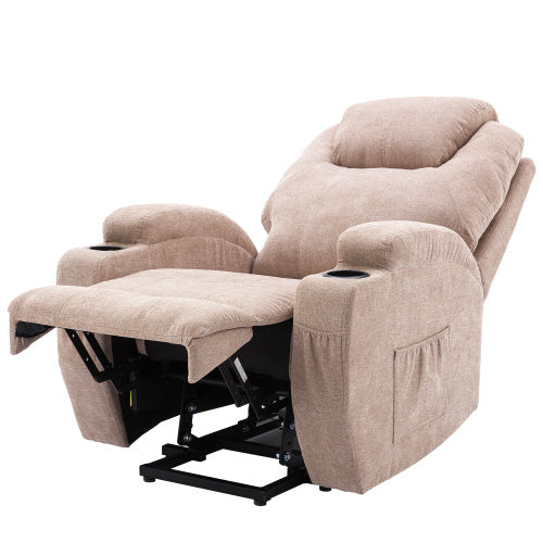 UK Local Power Lift Recliner Chair Massage Chair For Elderly, Electric Lift Chair With Heat And Massage, Fabric Recliner Sofa With 2 Cup Holders, Side Pockets Remote Control For Living Room