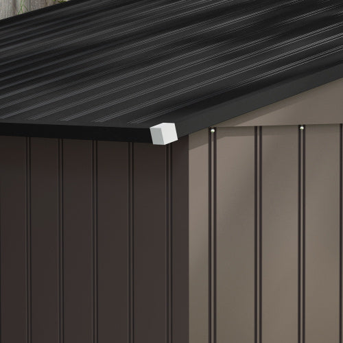 UK Local Outsunny 9 X 6ft Metal Garden Shed, Outdoor Storage Tool House With Ventilation Slots, Foundation Kit And Lockable Double Doors, Brown