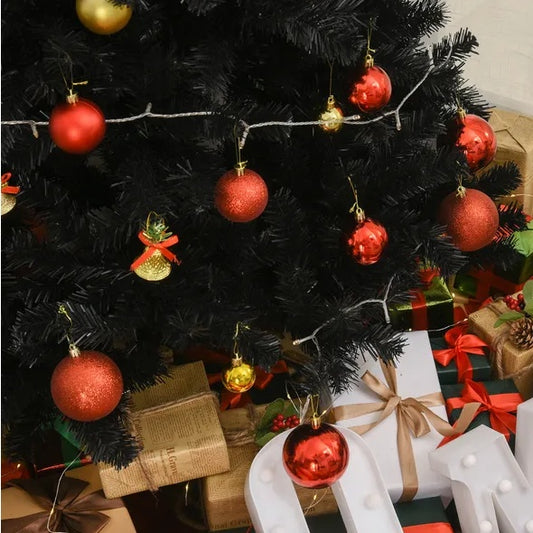 US Local 7 Ft Artificial Christmas Tree Unlit Douglas Fir With Realistic Branches And 1346 Tips, Black Halloween Style