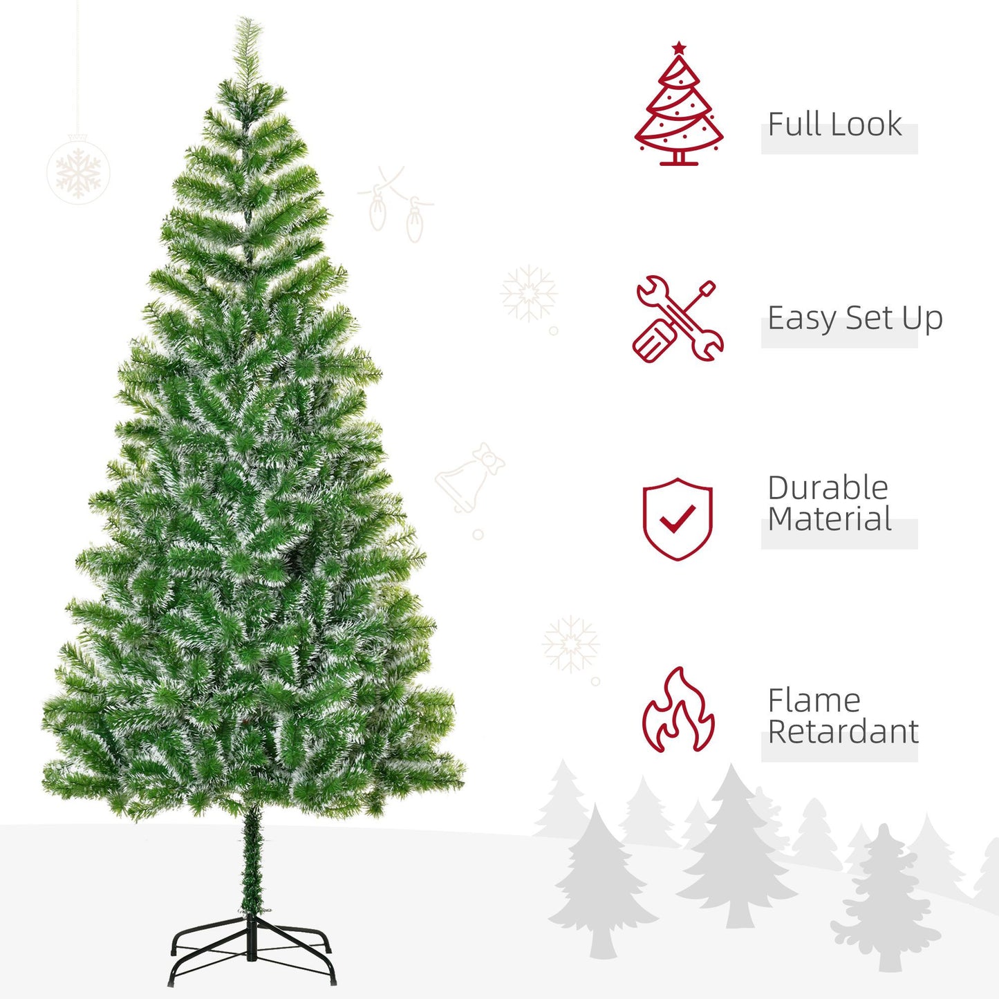 CA Local 7 ft Christmas Tree Artificial Classic Tree Holiday Indoor Decoration, With Mental Support 968 Tips, Green