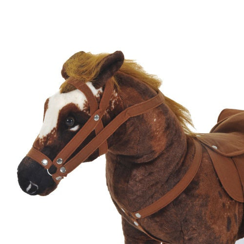 US Local Qaba Sound-Making Ride On Horse For Toddlers 3-5, With Neighing And Galloping Sound, Stuffed Animal Horse Toy For Kids With Padding, Soft Feel, Brown