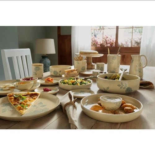 US Local Rice White Circular Ceramic Printed Dining Plate