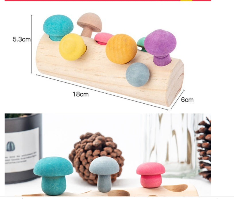 US Local Simulation Mushroom Picking Game Wooden Toys