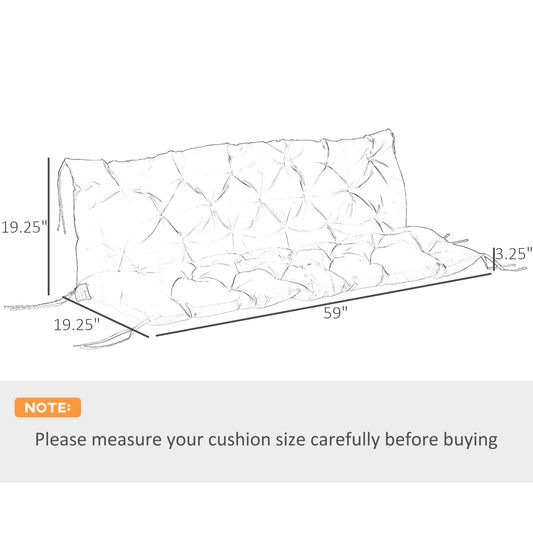 US Local Outdoor Bench Cushion Tufted 3-Seater For Swing Chair Patio Sofa Dark Gray