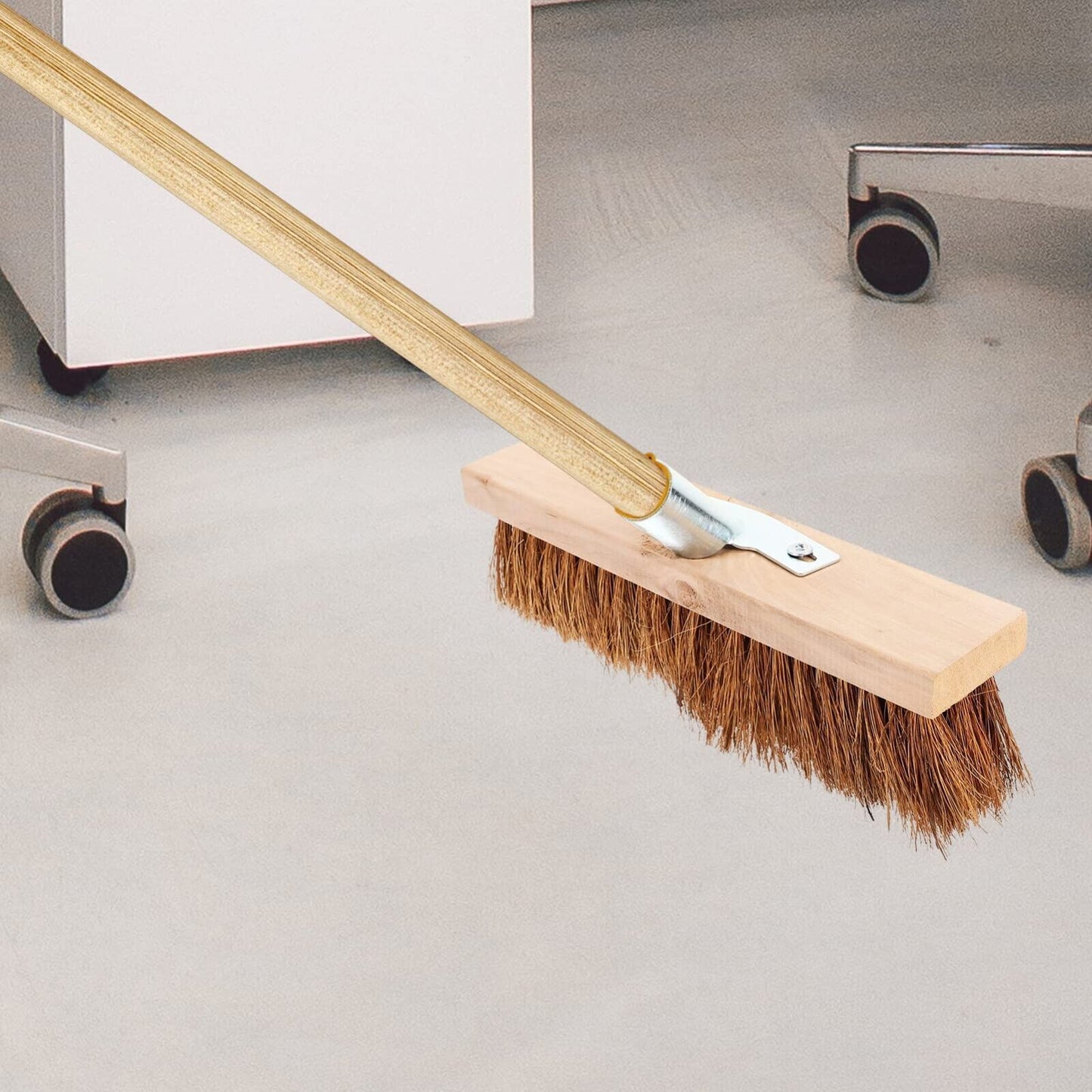 UK Local Stiff Garden Wire Broom Head Handle Heavy Duty Large Outdoor Sweeping Yard Brush