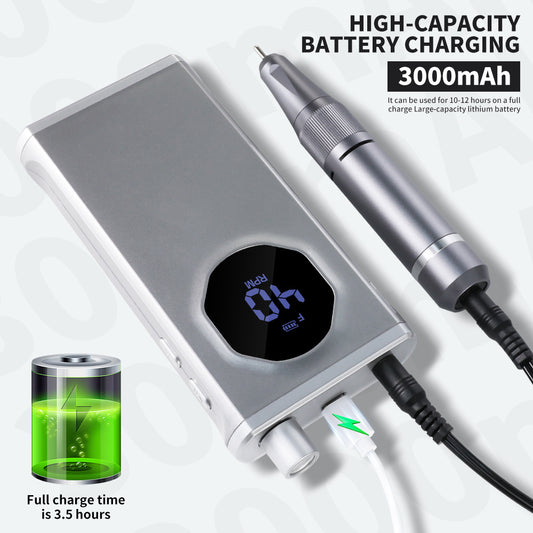 US Local Professional Nail Drill, 40000RPM Electric Nail File For Acrylic Gel Nails Polishing Removing, Rechargeable Portable Cordless Nail Drill Kit With Full Set Of Accessories At Salon Home