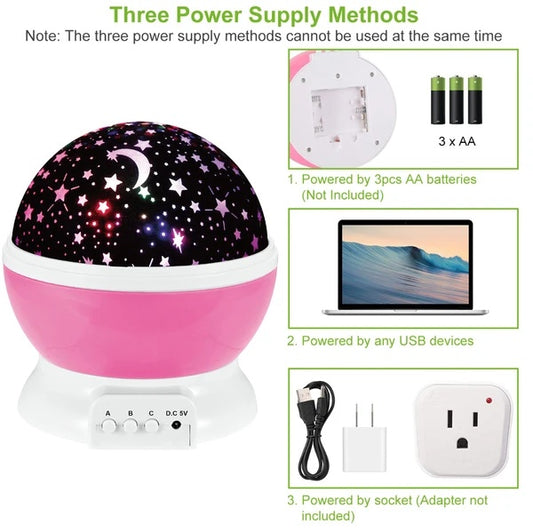 US Local LED Star Sky Projector Night Light Kids Rotating Starry Night Lamp