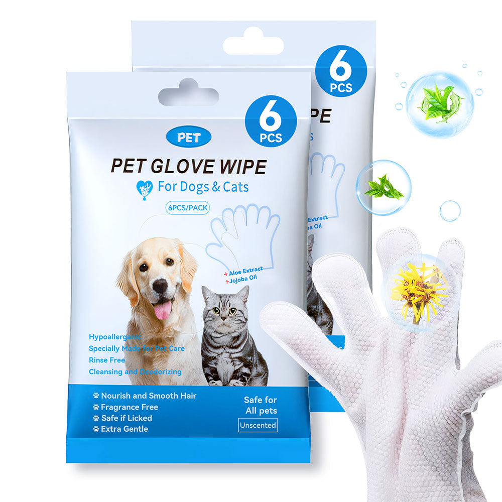US Local Cleaning Wipes Gloves For Dog And Cat,Pet Bathing Wipes Cleaning & Deodorizing,Dog Wipes For Body Paws Butt Daily Care,Cat Grooming Wipes Cleaning Fur Traveling Rinse Free,6PCS-1PACK