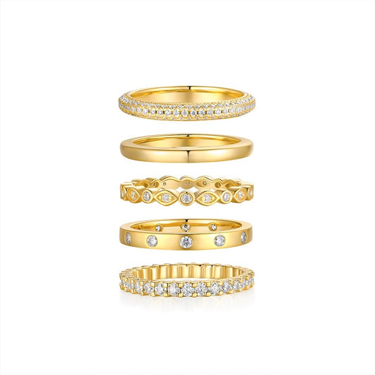 Gold Ring - A Fashionable Men's And Women's Ring And Jewelry Piece Set With Moissanite S925 Sterling Silver And Gold-plated Diamonds