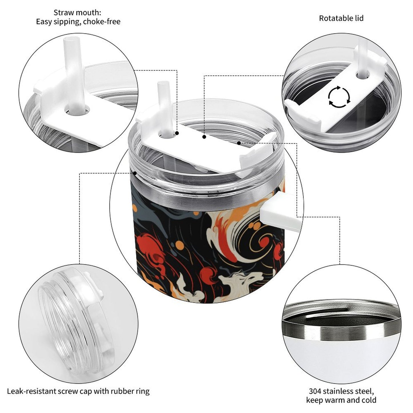 PHDT00501 POD US Local Tumbler 40oz Large Capacity Car Cup Soaring Clouds, Magnificent