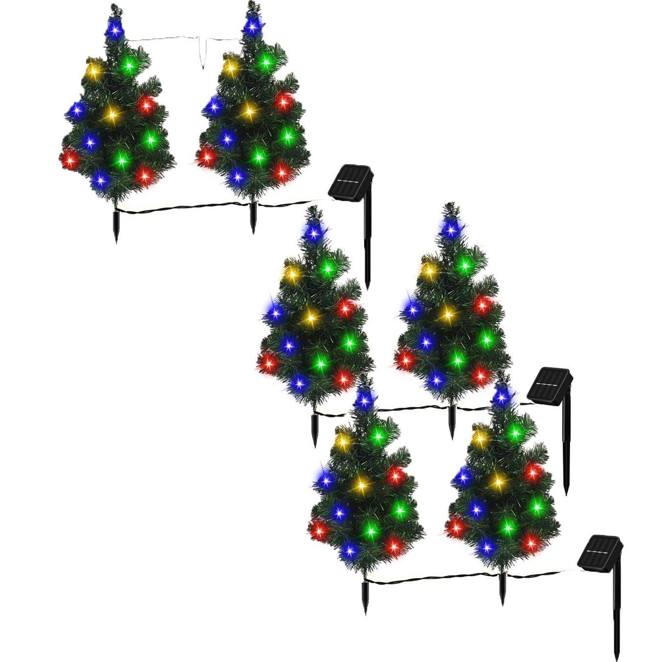 US Local 2,4,6 Pack Solar Christmas Tree Solar Powered Trail Multicolor LED Light Christmas Tree