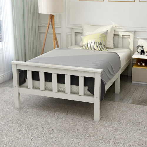 UK Local Single Bed White 3ft Solid Pine Wooden Bed Frame For Adults, Kids 190 X 90 Cm 3FT