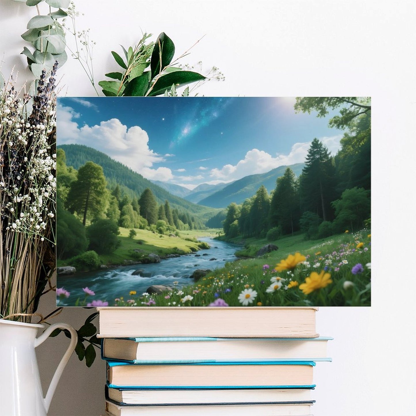 Decorative Interior Frame Painting Mountain-river-starry-summer-2
