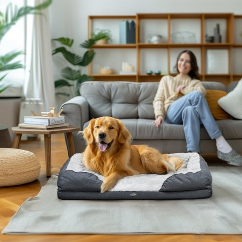 UK Local PawHut Calming Dog Bed Pet Mattress W Removable Cover, Anti-Slip Bottom, For Large Dogs, 120L X 80W X 22Hcm - Charcoal Grey