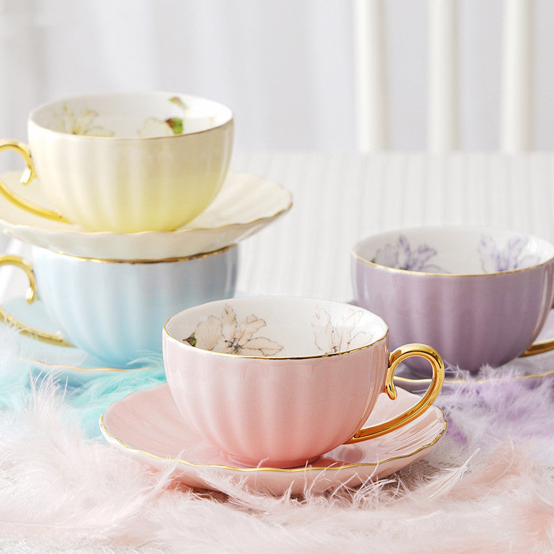 Macaron Coffee Set Afternoon Teapot Cup Saucer Set Morandi Blue Yellow Purple Color Fashio