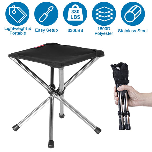 US Local 1 Pc Foldable Camping Stool Retractable Portable Folding Chair Easy Setup Lightweight Backpacking Stool Carry Bag Fishing Camping Hiking BBQ