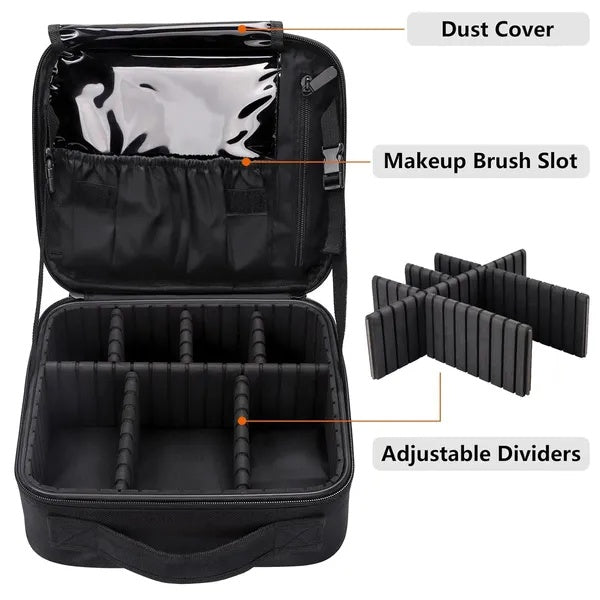US Local Travel Cosmetic Bag, Women's Portable Cosmetic Case, Professional Cosmetic Storage Box With Adjustable Dividers, Can Store Makeup Brushes, Toiletries, Jewelry, Digital Accessories, Etc