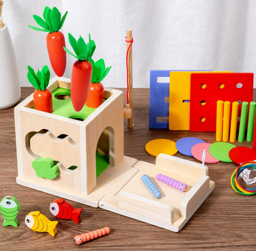Multifunctional Stick Pulling Radishes Building Blocks For Infant Color Matching Intelligence Box Toy