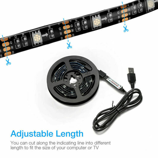 US Local 4x50CM USB 5V RGB LED Strip Background Light Remote Kit For TV Computer Lamp
