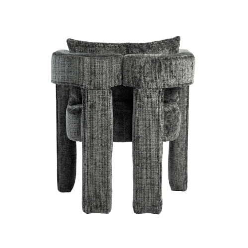 UK Local GOMYWAY Modern Chenille Lounge Chair With A Unique Hollow Armrest Design, With Comfortable Cushions And Pillows, Suitable For Living Rooms, Dining Rooms, Bedrooms And Offices Dark Gray,set Of 2
