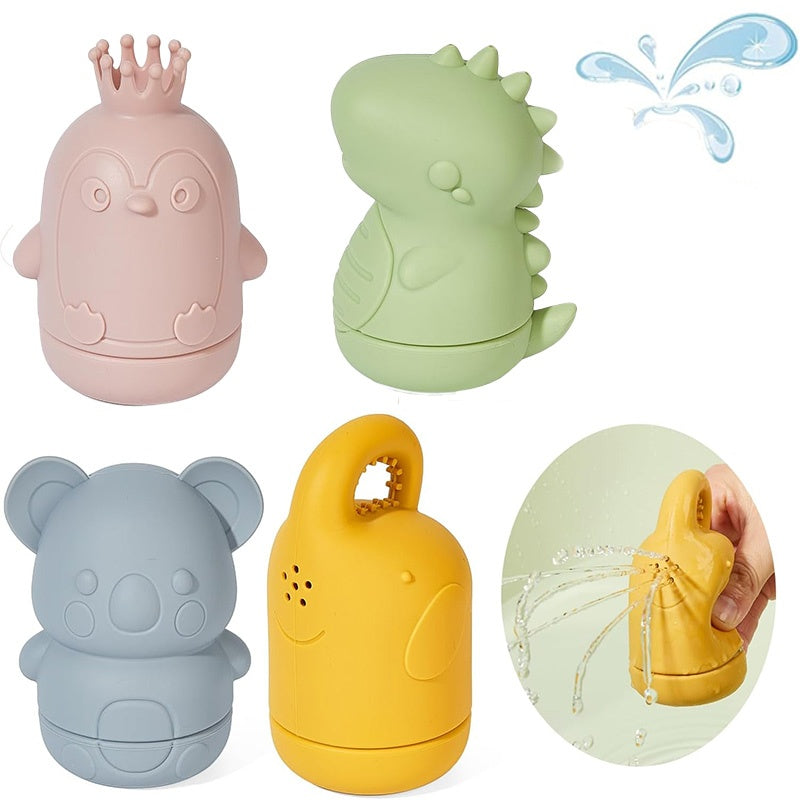 US Local Baby Water Shower Toys Set, Bath Water Toys, Parent-child Interactive Toys, 4 Pieces --ocean Color- Safe Soft Rubber Material, The Bath Does Not Cry, Let The Baby Love The Bath