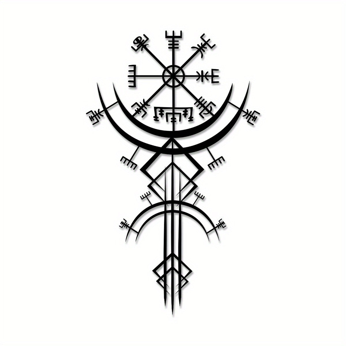 US Local Viking Metal Wall Art – Norse Rune Wall Decor, Medieval Nordic Mythology Iron Hanging, Unique Viking Gift for Men, Home & Office Metal Sign – Black Gothic Decor for Halloween, Bedroom, Living Room, B