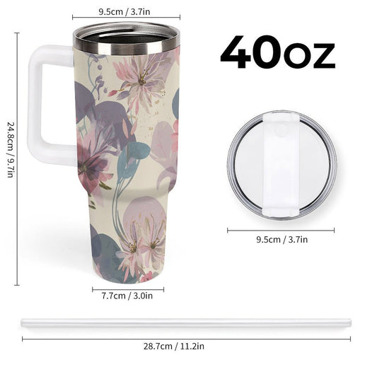 PHDT00237 POD US Local Tumbler 40 oz Large Capacity Car Cup Butterflies, Flowers, Seeds