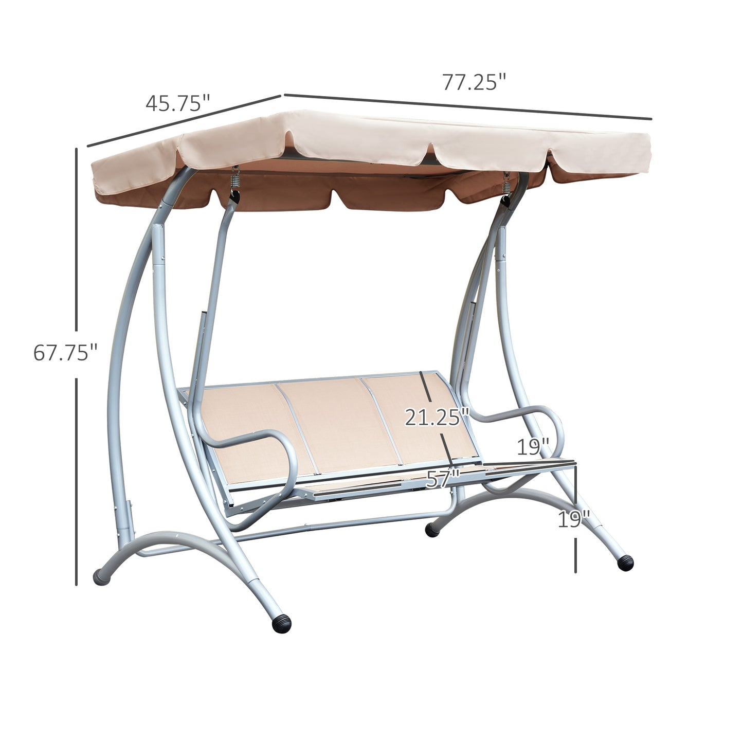 US Local Outdoor Swing Chair Bench With Stand And Adjustable Canopy Porch Swing For Patio Garden