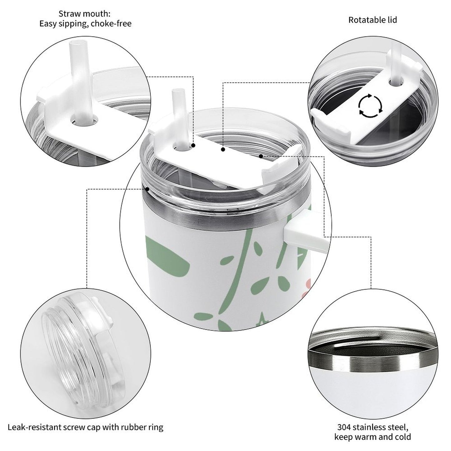 PHDT00393 POD US Local Tumbler 40 oz Large Capacity Car Cup Leaves, Summer