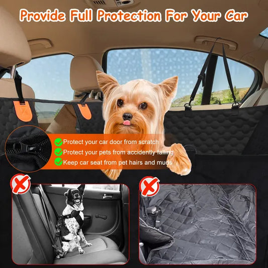 US Local Dog Car Back Seat Cover With Zipper Mesh Window Storage Bags Waterproof 600D Oxford Cloth Car Seat Protector With Slide Flaps For Cars Trucks SUVs