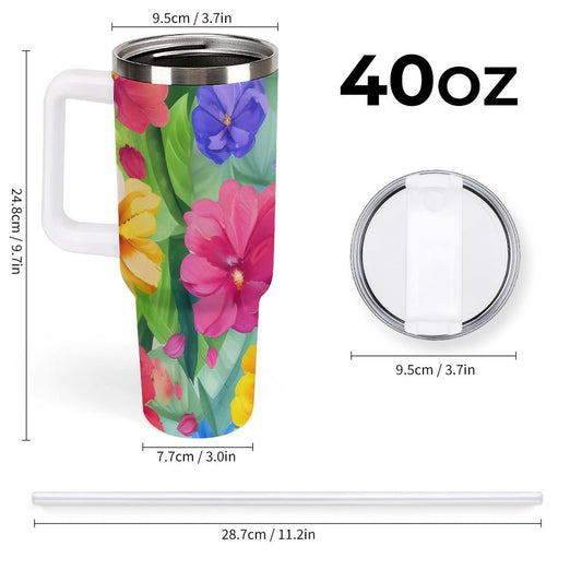 PHDT00189 POD US Local Tumbler 40 oz Large Capacity Car Cup Tropical, Safflower, Bright