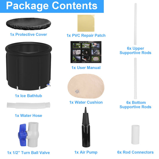 US Local 1Pc 97Gal Large Size Ice BathTub With Cover For Adults Athletes Recovery Cold Water Therapy Outdoor Portable Cold Plunge Tub 660LBS Load Capacity 33.46x33.46x29.52in