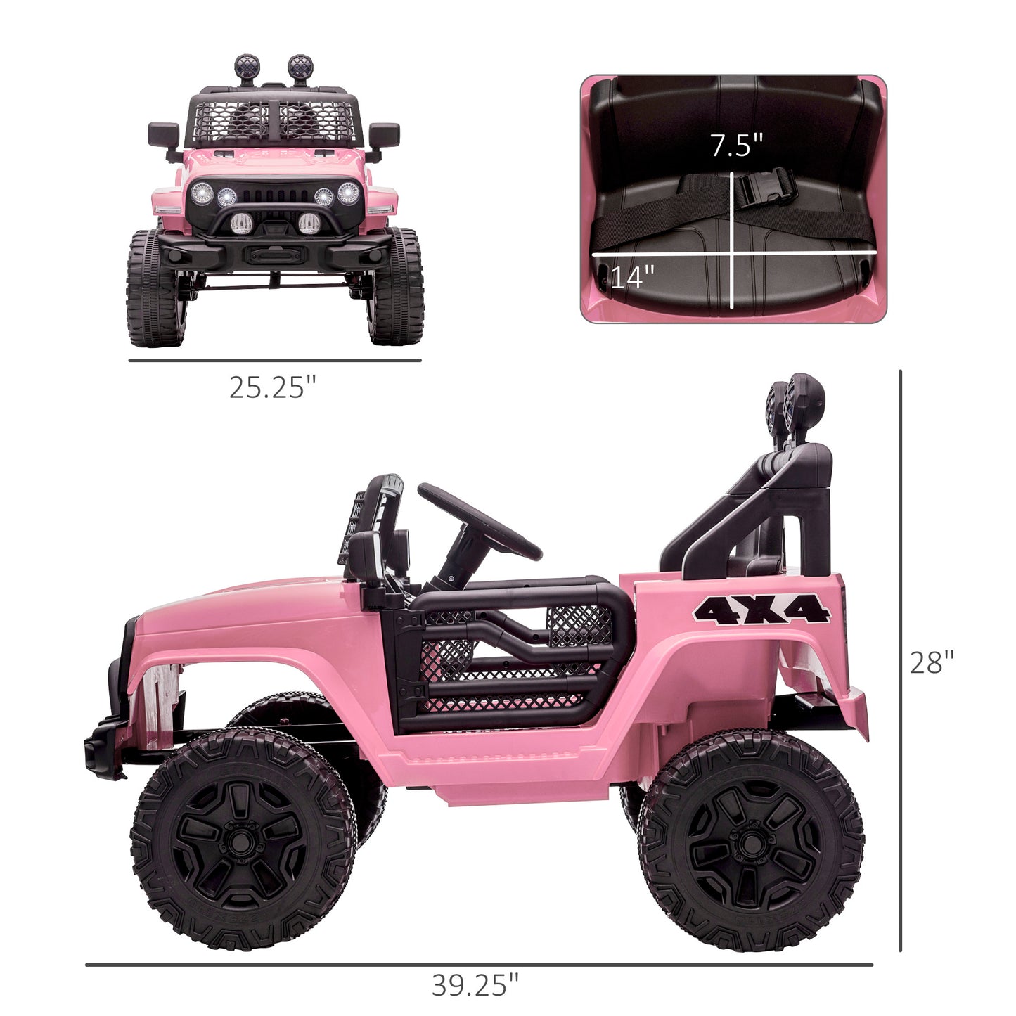 US Local Electric Off-Road Truck 12V Kids Ride On With Remote Control MP3 Music Adjustable Speed