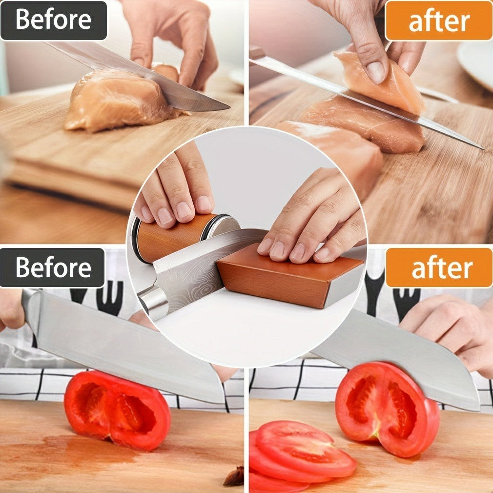 Roller Knife Sharpening Kit With Diamond, Dual-Grind Rolling Knife Sharpener, Sharpening Tool For Kitchen Knives, Tumbler Sharpener For Home
