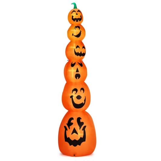 US Local 9FT Halloween Inflatable Stacked Pumpkins, Blow Up 6 Pumpkins Inflatable With Built-in LED Lights Outdoor Decorations Large Party Yard Decoration