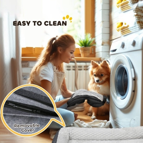 UK Local PawHut Calming Dog Bed Pet Mattress W Removable Cover, Anti-Slip Bottom, For Large Dogs, 120L X 80W X 22Hcm - Charcoal Grey