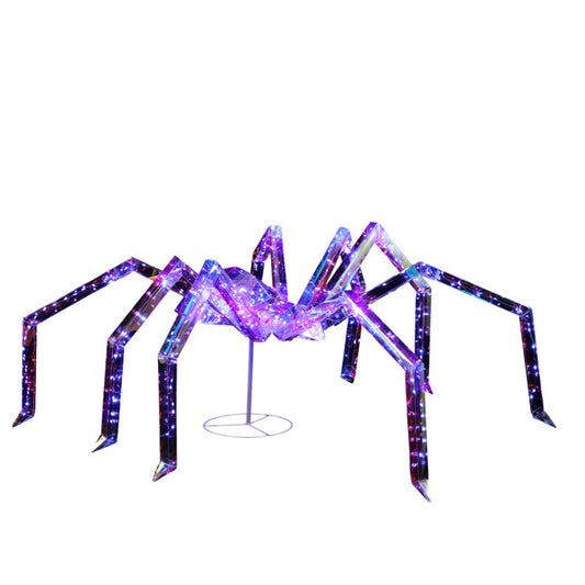 US Local 3ft Prism Spider, Illusion, 340 Purple Copper Wire Light, 4.5V 3.6W Halloween Standing Decoration US Specification