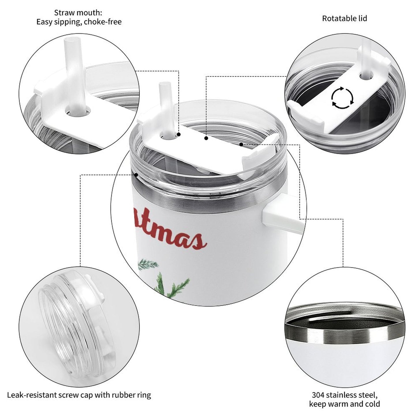 PHDT00340 POD US Local Tumbler 40 oz Large Capacity Car Cup Christmas, Santa Claus