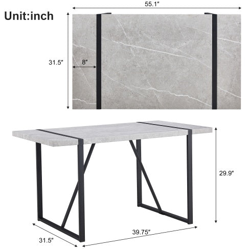 USA Local Modern Dining Table, 55 Inch Kitchen Table For 4 People, Rectangular Dinner Table For Dining Room, Home Office, Living Room Furniture, Easy Assembly,