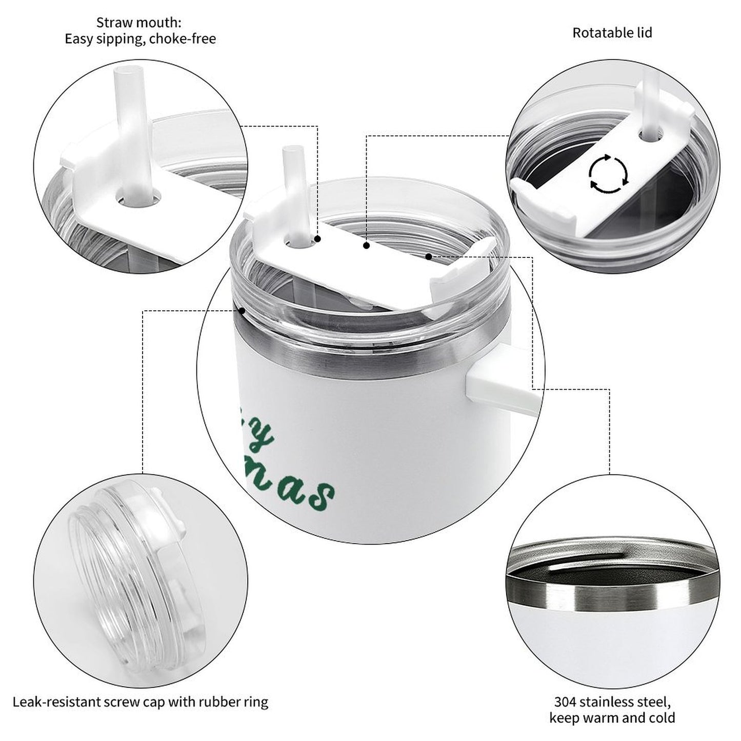 POD US Local 40 oz Large Capacity Car Cup Christmas Dog Cat Silhouette Simple Green