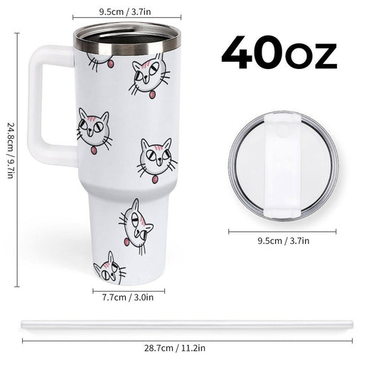 PHDT00255 POD US Local Tumbler 40 oz Large Capacity Car Cup Cat Cartoon