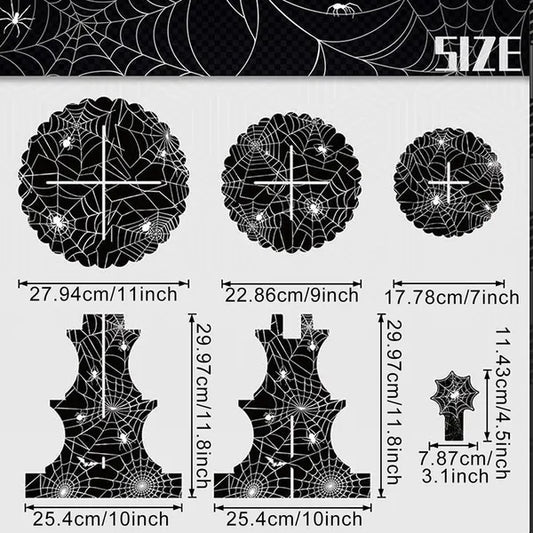 US Local 3 Tier Halloween Cupcake Stand Black Spider Web Cardboard Cupcake Stand Spider Bat Cupcake Toppers Halloween Cupcake Holder Tower For Halloween Birthday Party Supplies