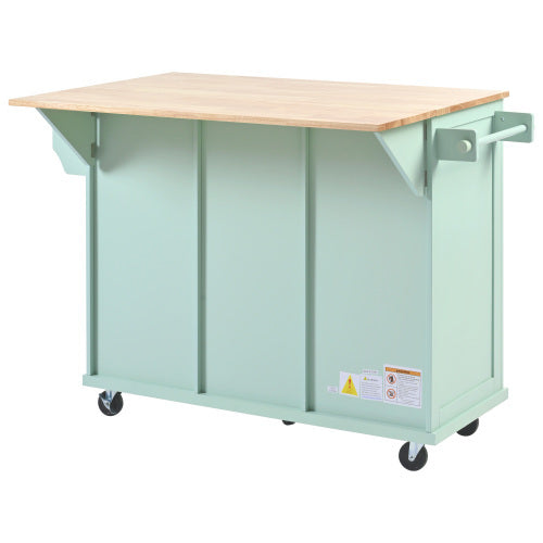 US Local Kitchen Trolley With Rubberwood Folding Leaf Countertops