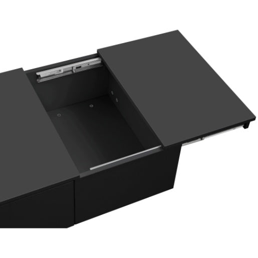 UK Local Coffee Table, Black High-Gloss Living Room Table With Push-Pull Storage Structure, Double-Sided Drawers